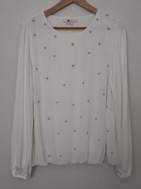 Boden Metalic Star Embroidered Top